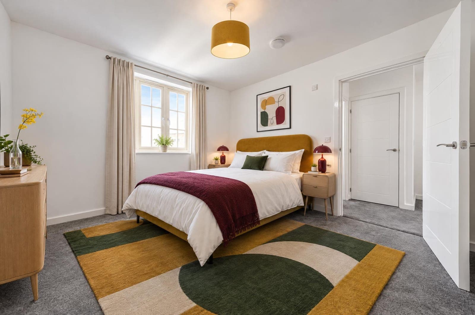 The bedroom in the Modern Colour style